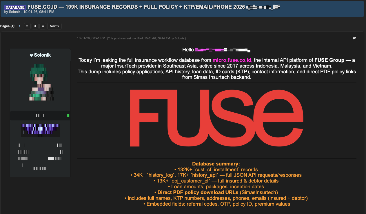 Figure 15. Post regarding the publication of the Fuse database