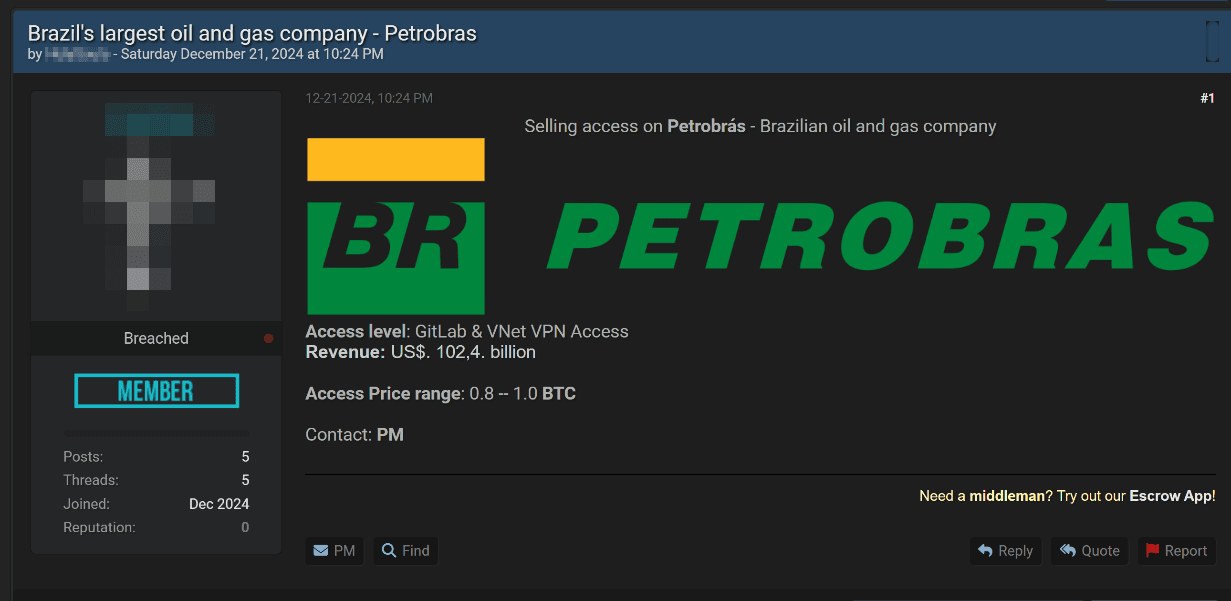 Figure 17. Ad selling access to the infrastructure of a Brazilian manufacturing company