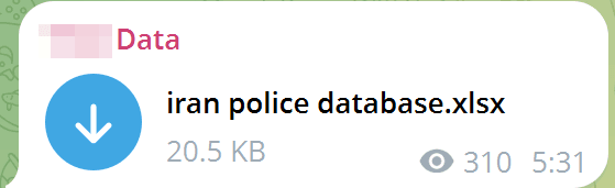 Figure 19. Dark web announcement regarding the distribution of the Iranian police database