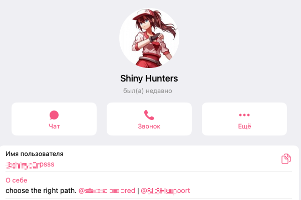 Figure 22. Telegram account allegedly belonging to ShinyHunters