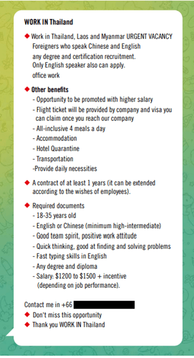 Figure 2. Example of a job advertisement