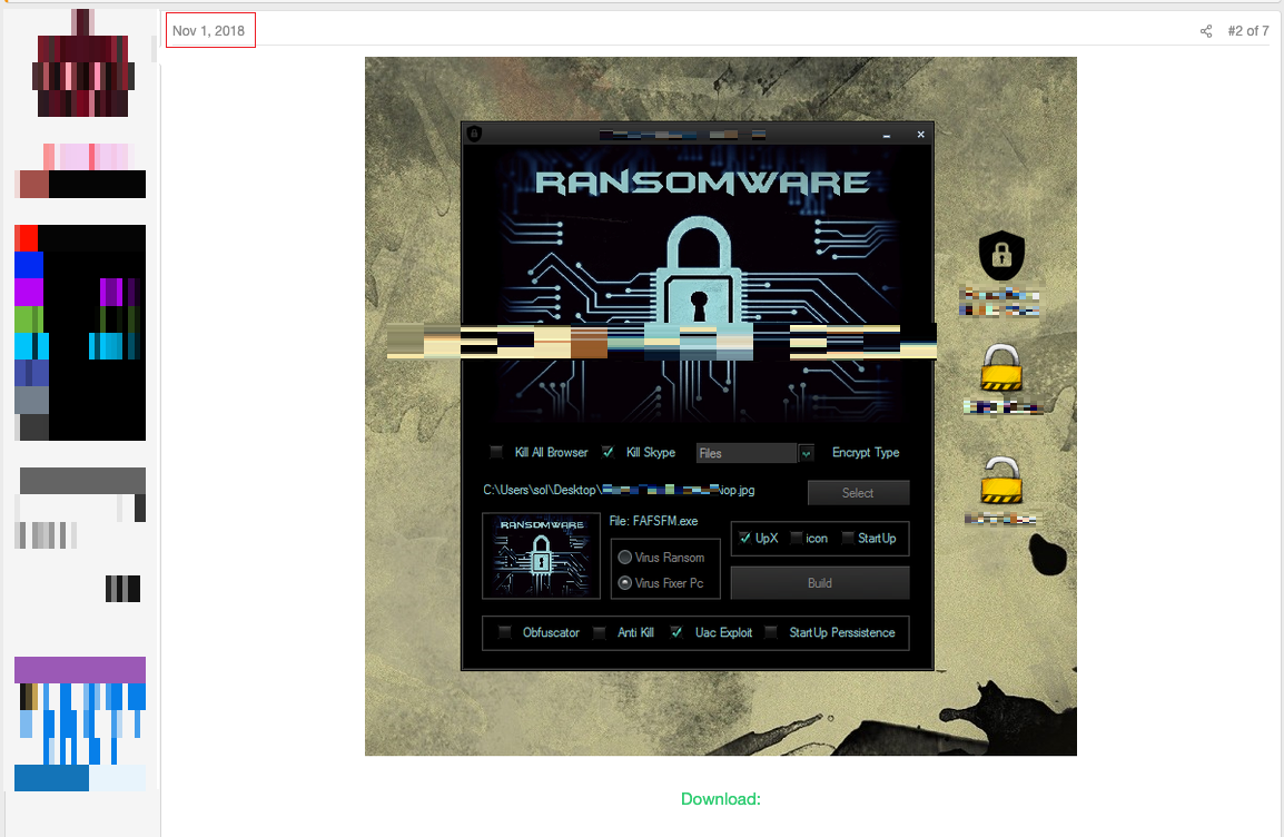 Figure 31. Post sharing the ransomware builder
