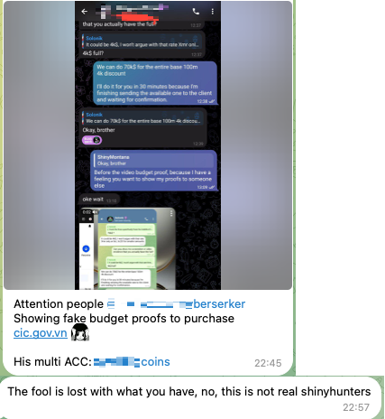 Figure 39. Post regarding an attempted scam