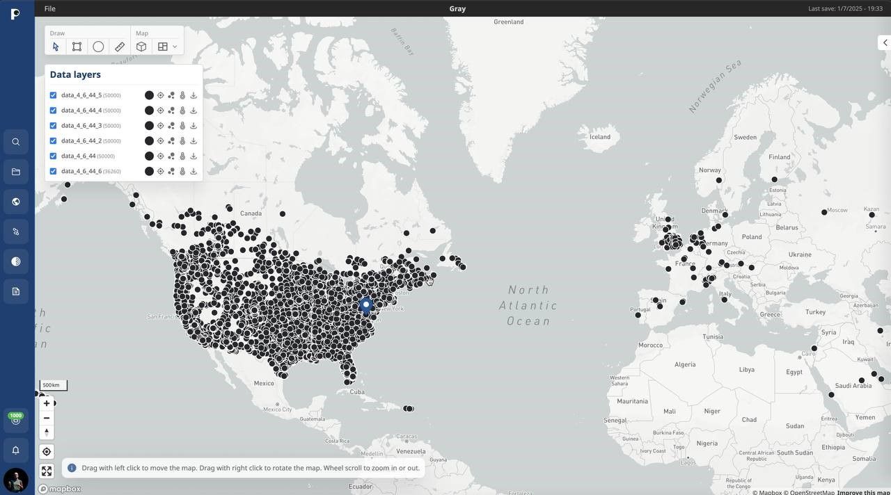 Рисунок 4. Карта, раскрывающая миллионы GPS-координат в США, России и Европе, выложенная в качестве доказательства утечки