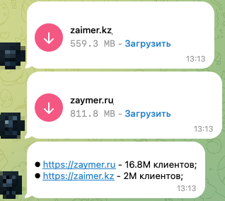 Figure 6. Post sharing the Zaymer database
