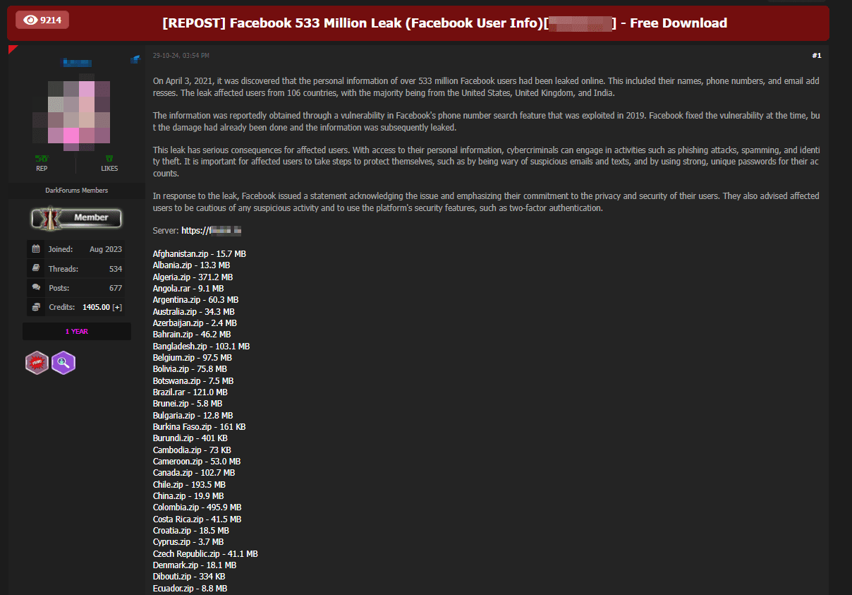 Figure 7. Outdated user data from a social network (2021)