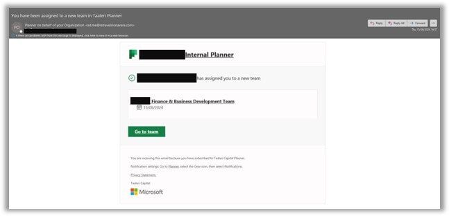 Рисунок 4. Поддельное уведомление Microsoft (источник: Check Point)