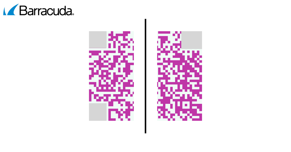 Рисунок 18. Пример вредоносного QR-кода, разделенного на два отдельных (источник: Barracuda)