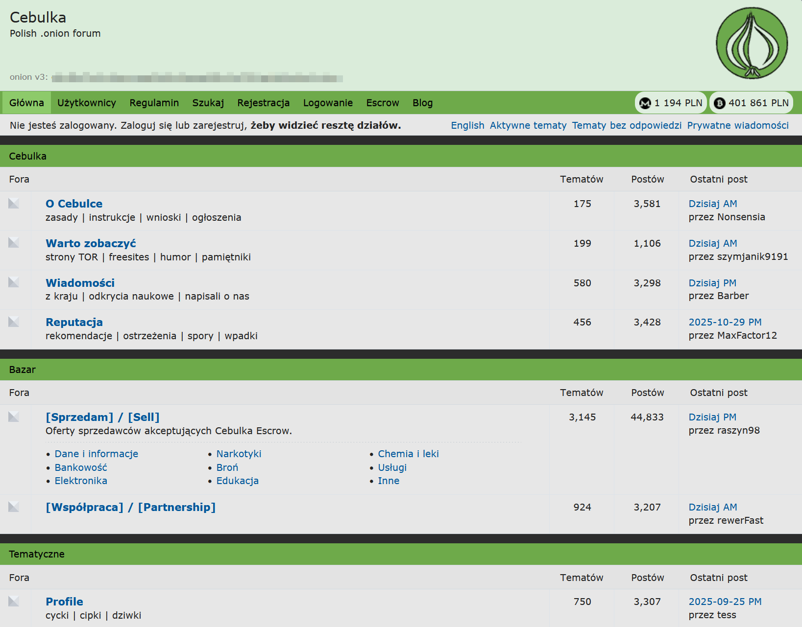 Figure 5. Transition from a dark web forum's clearnet landing page to its Tor site