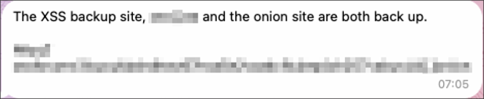 Figure 7. Up-to-date mirror links displayed on the XSS dark web forum pages