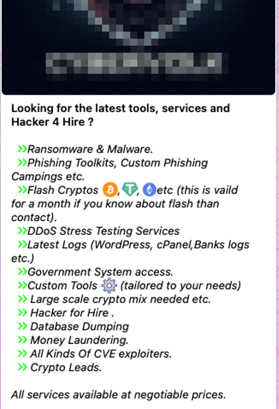 Figure 9. Example of a listing offering services for purchase