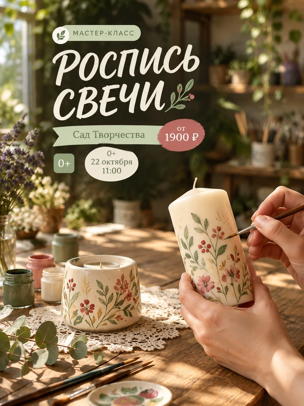 Роспись свечи и подсвечника