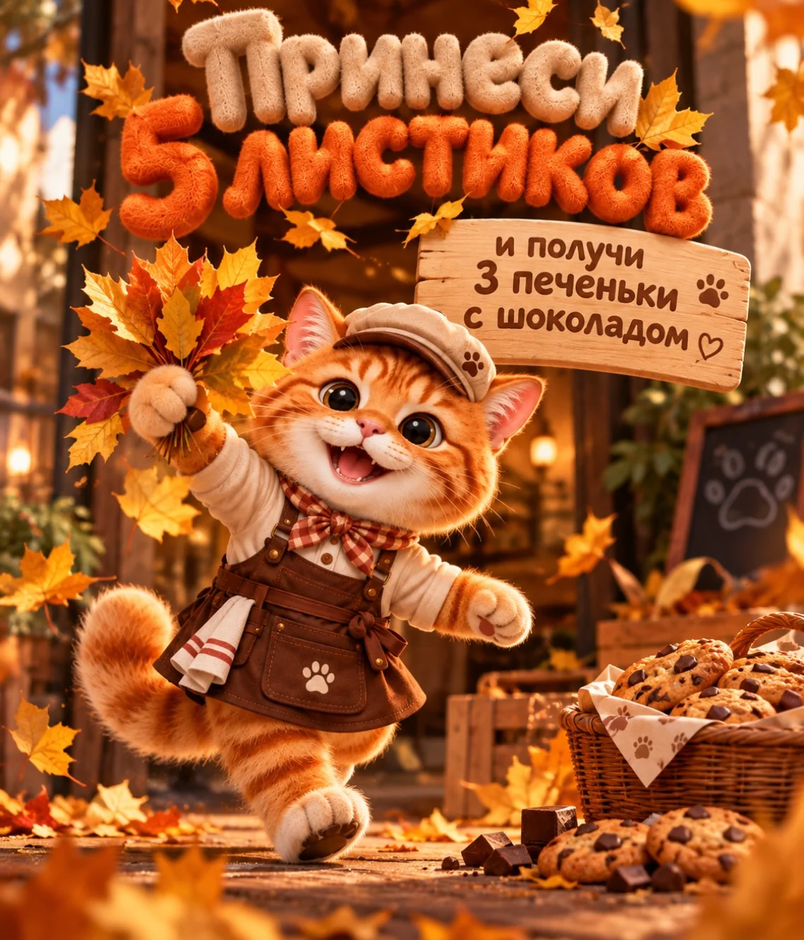 5 листиков — 3 печеньки: осенний обмен у Жоры