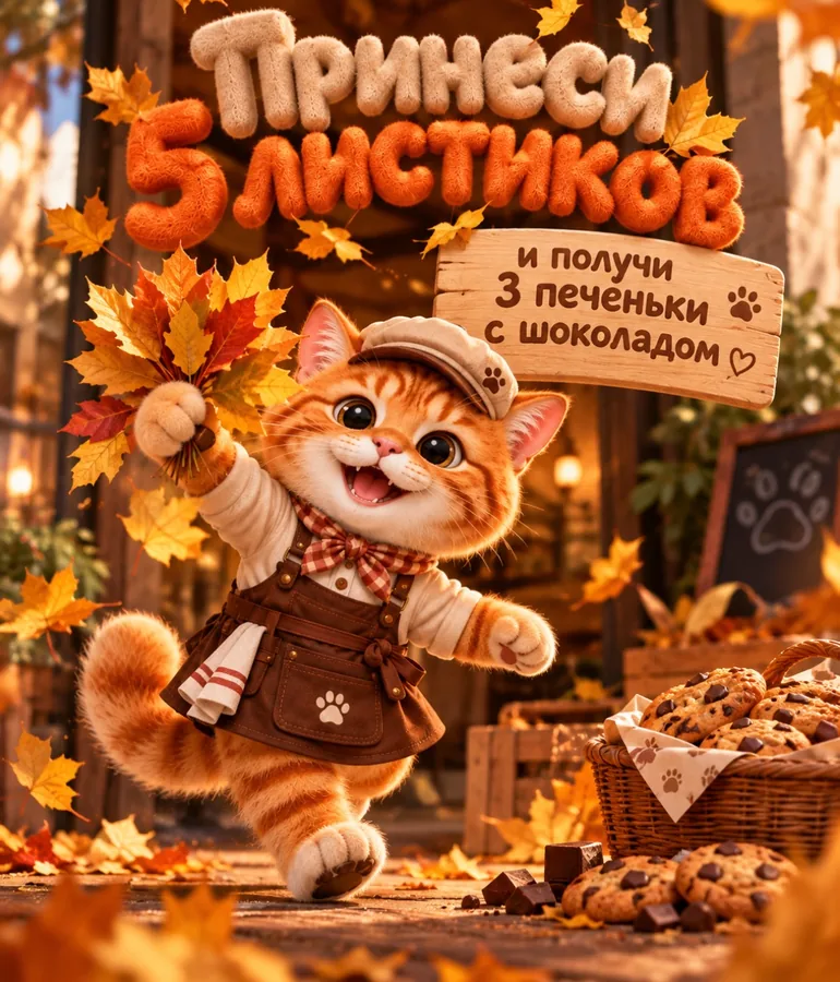 5 листиков — 3 печеньки: осенний обмен у Жоры