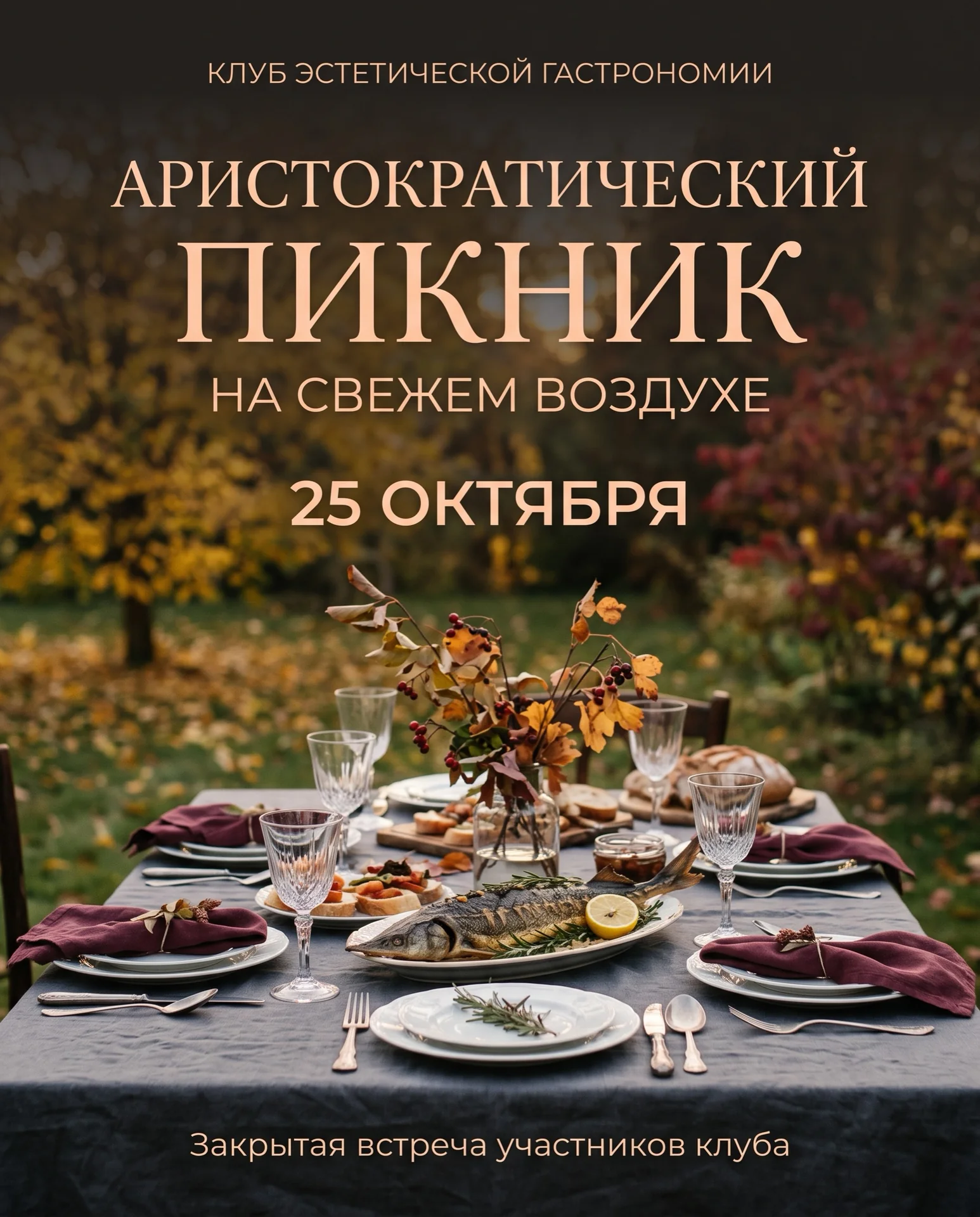 Осенний пикник с блюдами из осетровых