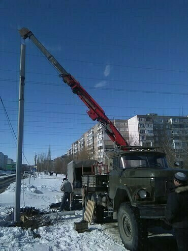 Бурение ям, Установка опор ЛЭП