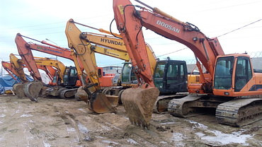 JCB, Hyundai, Case.