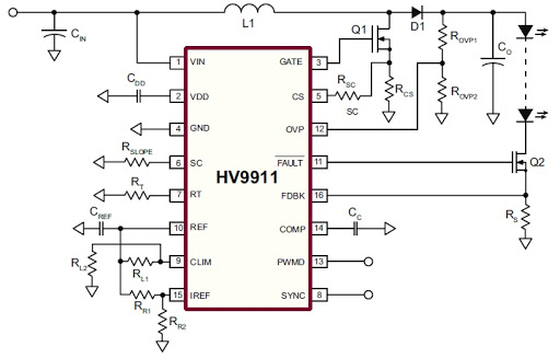 HV9911 высокостабильный драйвер светодиодов