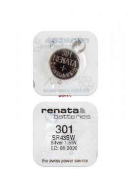 RENATA SR43SW    301 (0%Hg), в упак 10 шт