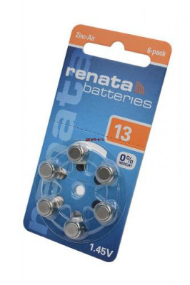 RENATA Zinc-Air 13 (0% Hg) BL6 (в коробке 300 шт)