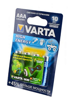 VARTA HIGH ENERGY/LONGLIFE POWER 4903 113 414 LR03 BL4, элемент питания, батарейка