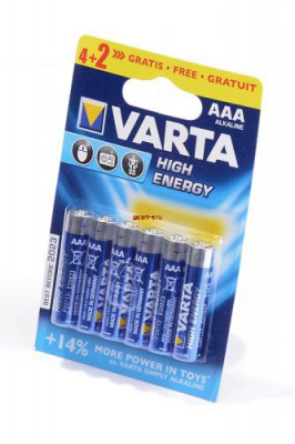 VARTA HIGH ENERGY/LONGLIFE POWER 4903 LR03 4+2 BL6, элемент питания, батарейка