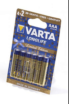 VARTA LONGLIFE 4103 LR03 4+2 BL6, элемент питания, батарейка