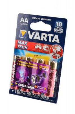 VARTA MAX TECH/LONGLIFE MAX POWER 4706 LR6 BL4, элемент питания, батарейка