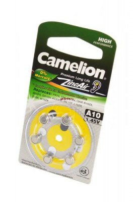 Camelion Zinc-Air A10-BP6(0% Hg) BL6, элемент питания, батарейка