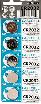 CR2032 Carl Cell, элемент питания, батарейка размера 2032, напряжение 3 В, литиевый, 5 шт. в блистере на картон-карте