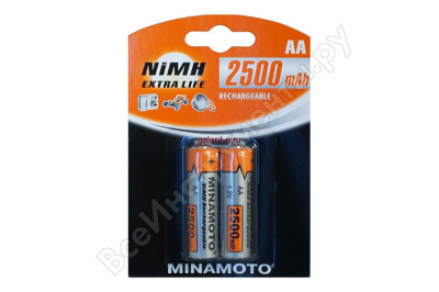 2500mAh аккумулятор AA Minamoto Ni-Mh 2/card