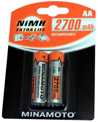 2700mAh аккумулятор AA Minamoto Ni-Mh 2/card