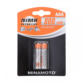 800mAh аккумулятор AAA MINAMOTO Ni-Mh 2/Card