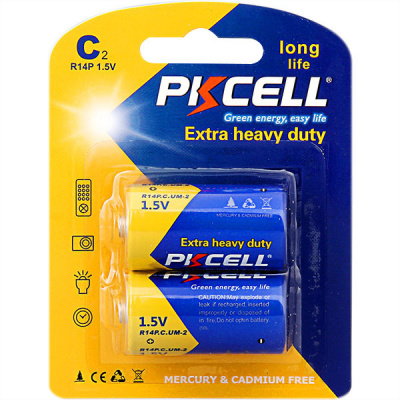 PKCELL R14P-2B тип – C(R14) 2 шт в блистере, элемент питания солевой