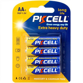 PKCELL R6P-4B тип – AA 4 шт в блистере, элемент питания солевой