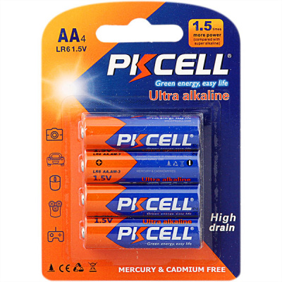 PKCELL LR6-4B тип – AA 4 шт в блистере, элемент питания алкалиновый