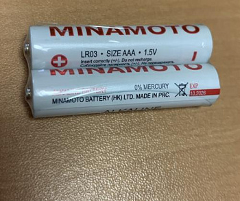 LR03 Minamoto, элемент питания, батарейка размера AAA, напряжение 1,5 В, алкалиновый, 2 шт. в плёнке/48