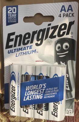 FR6 Energizer Ultimate LITHIUM, элемент питания, батарейка размера AA, напряжение 1,5 В, литиевый, 4 шт. в блистере на картон-карте