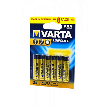 VARTA LONGLIFE 4103 LR03 BL6, элемент питания, батарейка