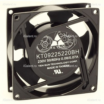 Вентилятор KT09225220BH (A654) (-40º+80ºC), вентилятор 220В, 92х92х25мм, 2 подш. качения, 2500 об/мин, аксиальный, 26.0 CFM, 75000 часов 