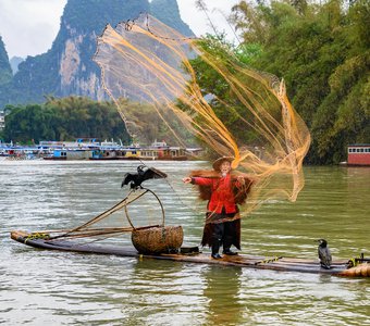 Рыбалка с бакланом, Китай