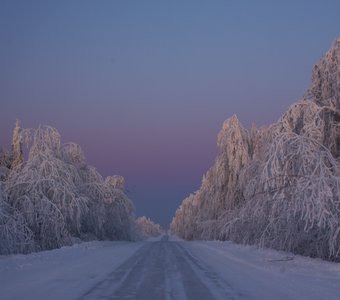 Зимняя дорога, вечер