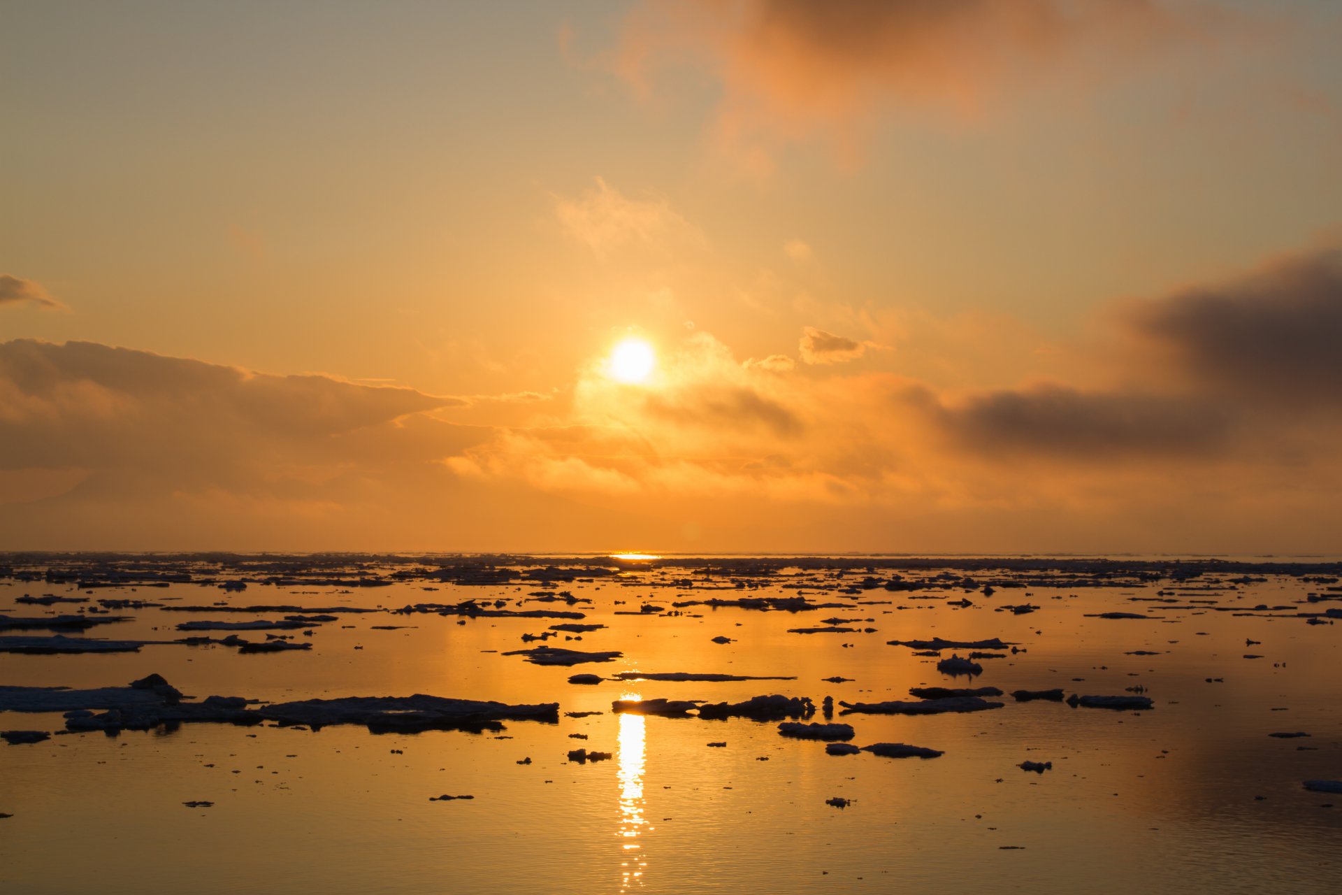 Льды в Кунаширском проливе.