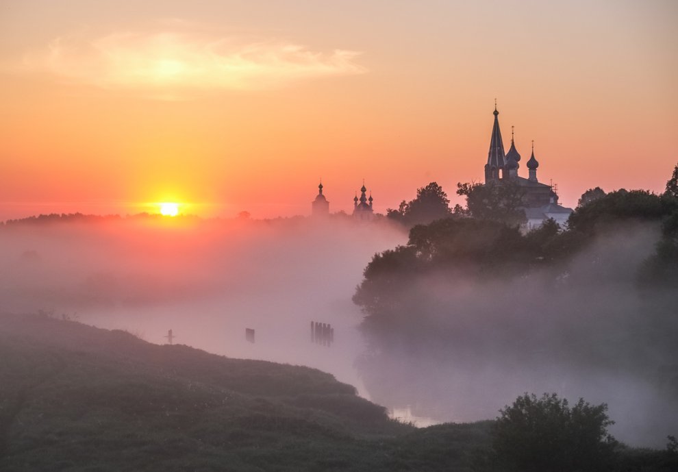 Село Дунилово Ивановская область зима закат