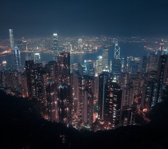 Ночной Гонконг с пика Виктории
