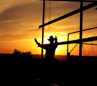 Cowboy in sunset