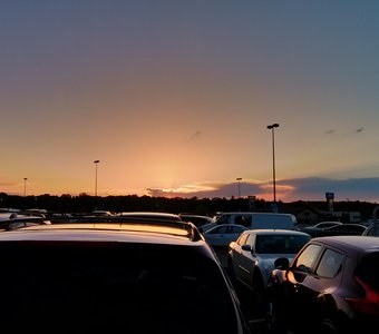 Walmart's parking in the time of sunset