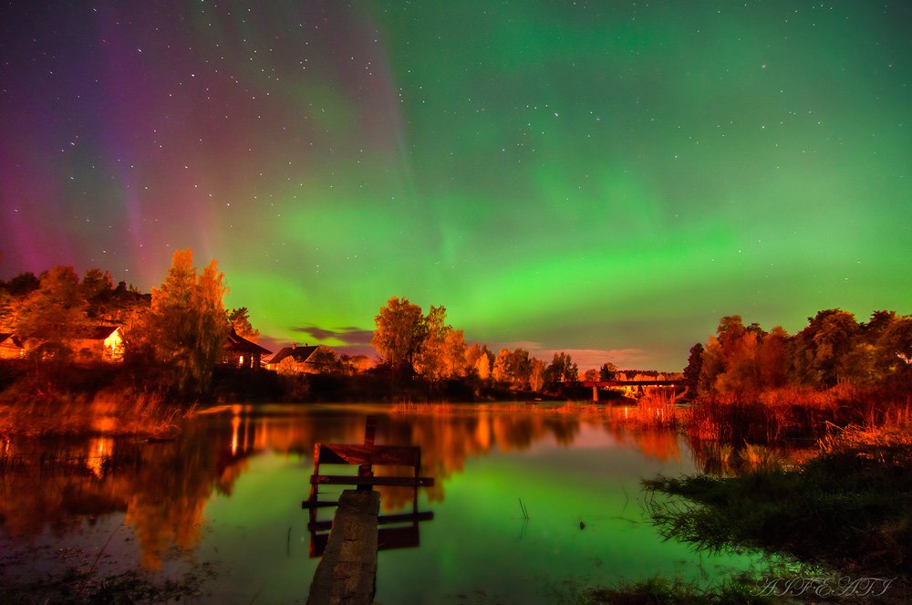 Aurora in Leningrad region, Russia