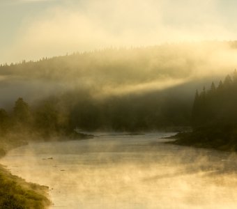 Волшебное утро на таежной речке